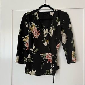 Top shop floral wrap blouse